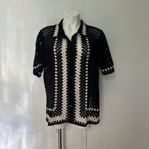33 Degrees men’s crochet button down